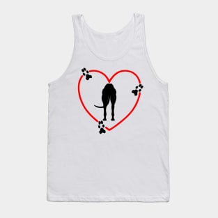 Greyhound Butt with Red Hearts Paw Prints Tank Top